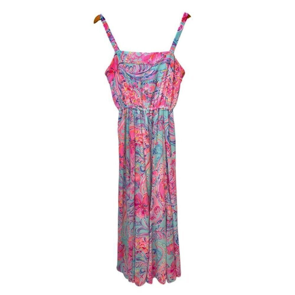 Lilly Pulitzer Lizette Poly Chiffon Maxi Dress Medium Isla De Coco Summer Staple - Picture 2 of 7